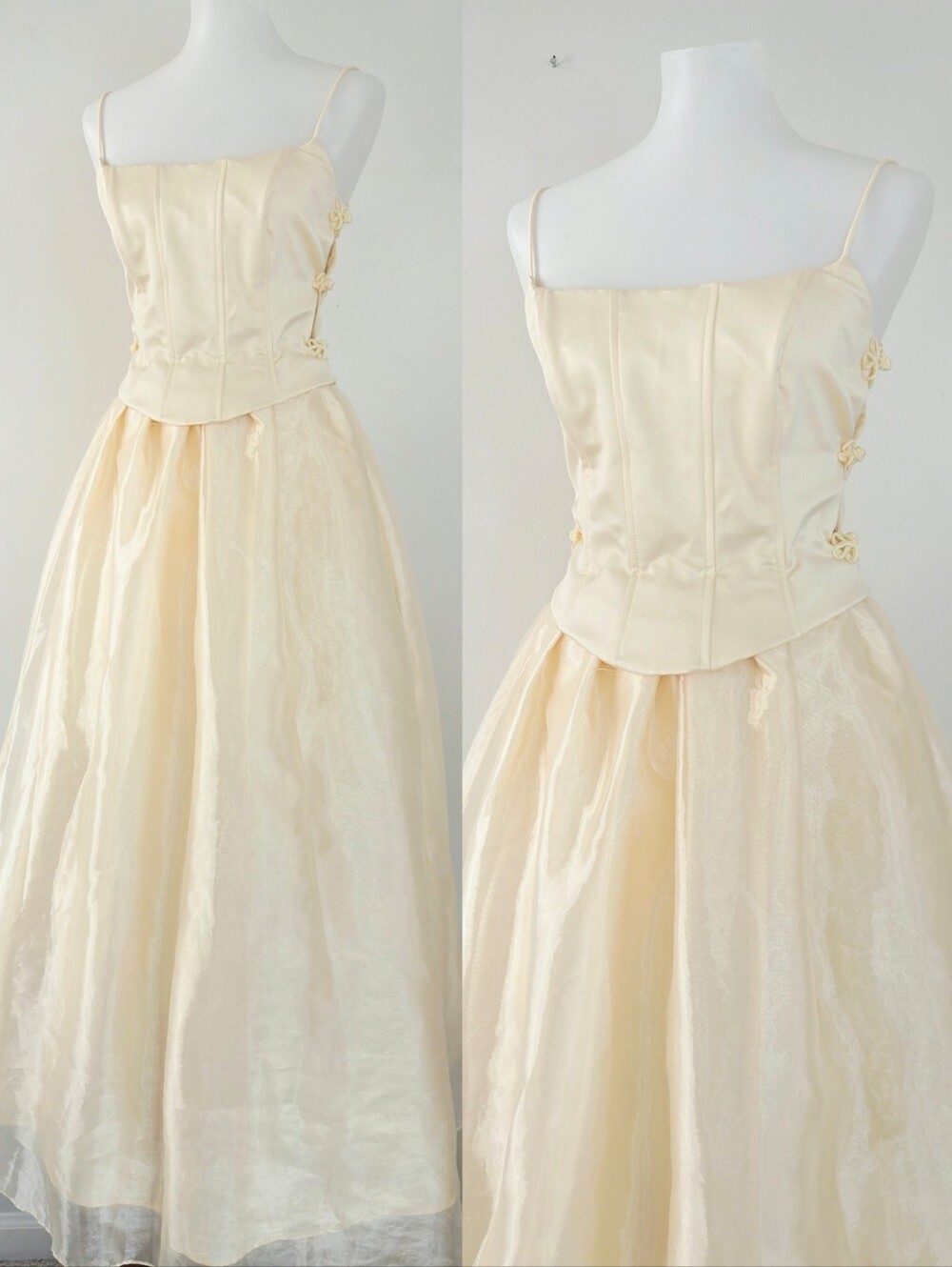 Vintage Roberta Butter Yellow Pale Yellow Corseted Gown Small 5 6